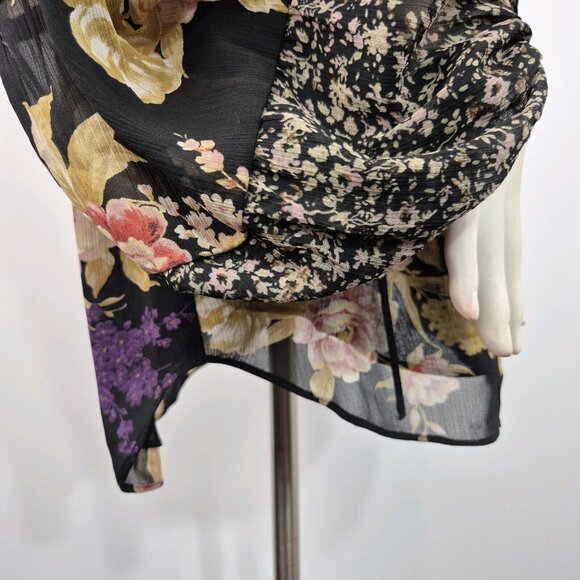 Ralph Lauren Womens Floral Ruffle-Trim Georgette Blouse Black Size XL NWT (26) - Picture 7 of 15